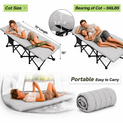 BLACKPONGO Terravoy 10-Leg Folding Camping Cot with Pad - feature detail