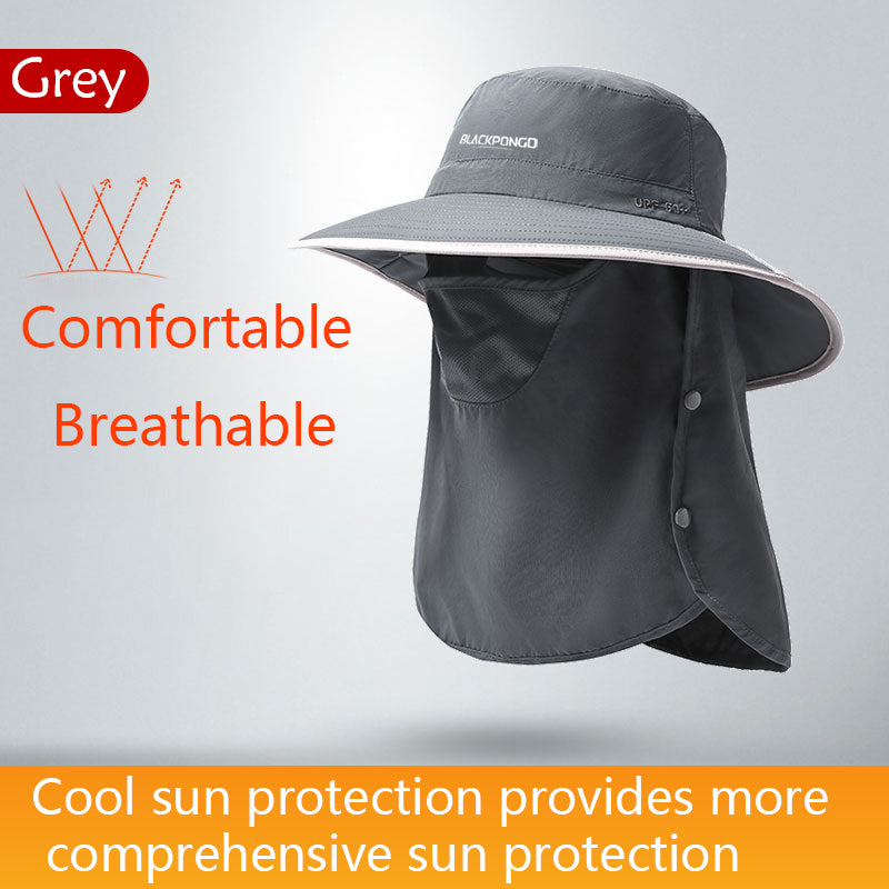 Blackpongo Sun protection breathable multifunctional sun hat detachable breathable outdoor leisure hiking fisherman hat with mask 59-61cm