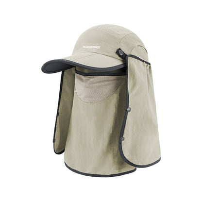 Blackpongo Sun protection multifunctional sun hat foldable breathable outdoor leisure hiking mountaineering duckbill cap with mask 56-60cm