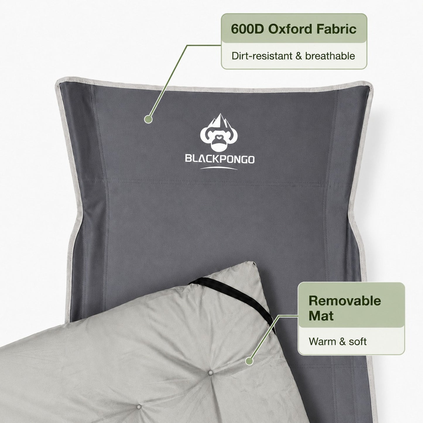 BLACKPONGO Terravoy 10-Leg Folding Camping Cot with Pad - feature detail
