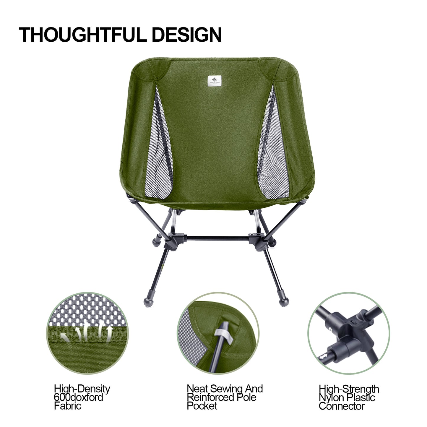 BLACKPONGO Lune Ultralight Moon Camping Chair - outdoor use detail