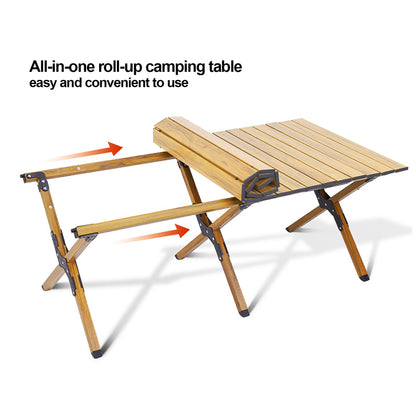 BLACKPONGO Mesa 120cm Carbon Steel Roll-Top Camping Table - outdoor use detail
