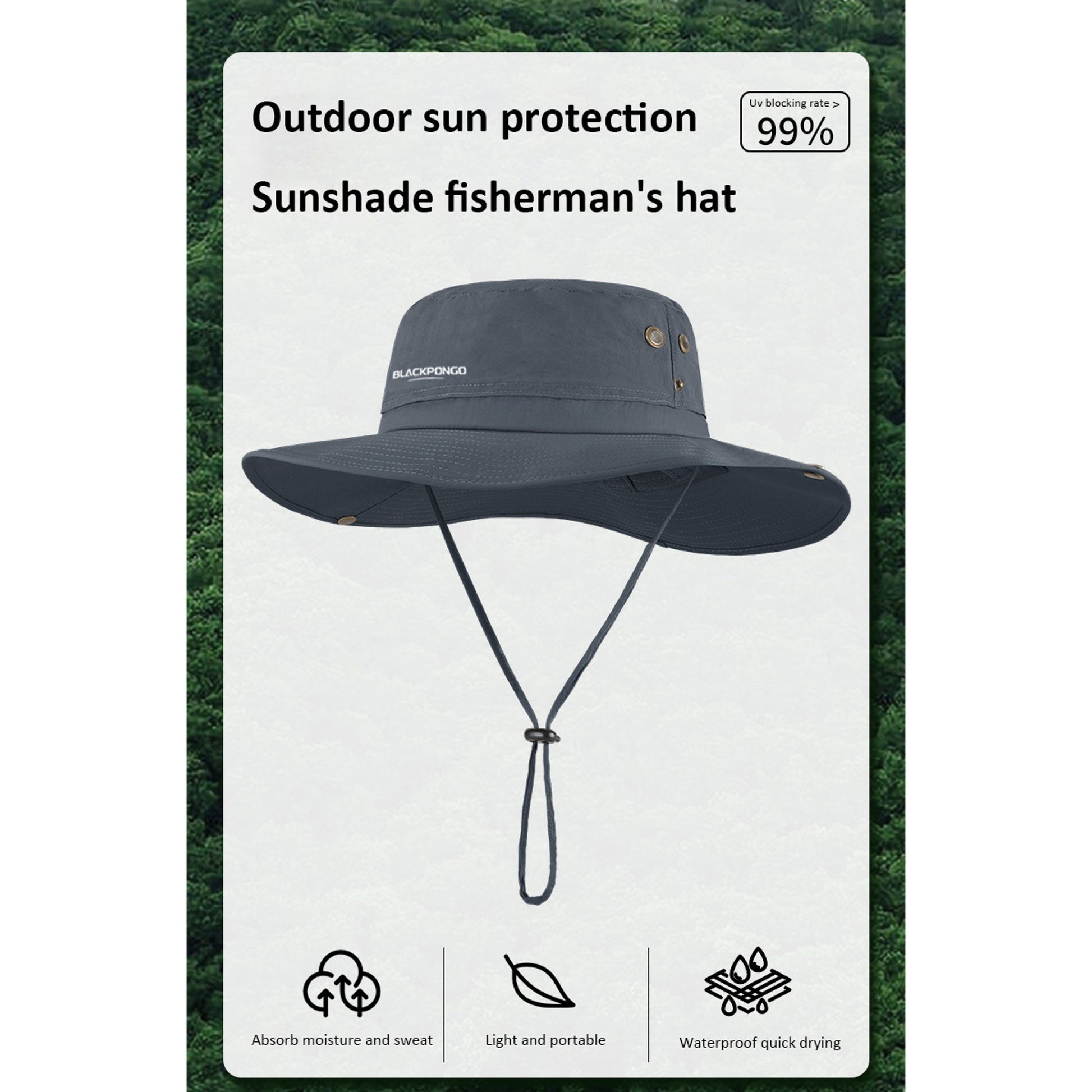BLACKPONGO SunDrift UPF50+ Wide-Brim Fisherman Hat - outdoor use detail