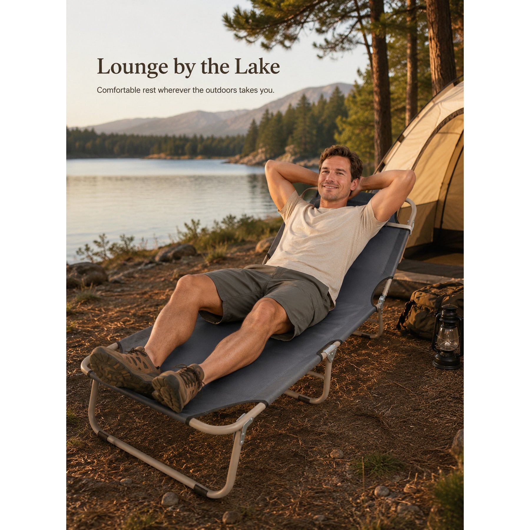 BLACKPONGO TerraField 3-Fold Camping Cot Chair with Pad