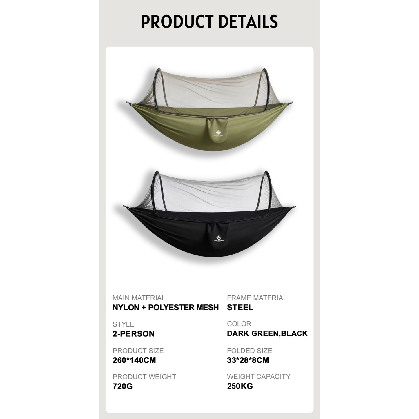 BLACKPONGO WanderNest 2-Person Hammock with Mosquito Net - outdoor use detail
