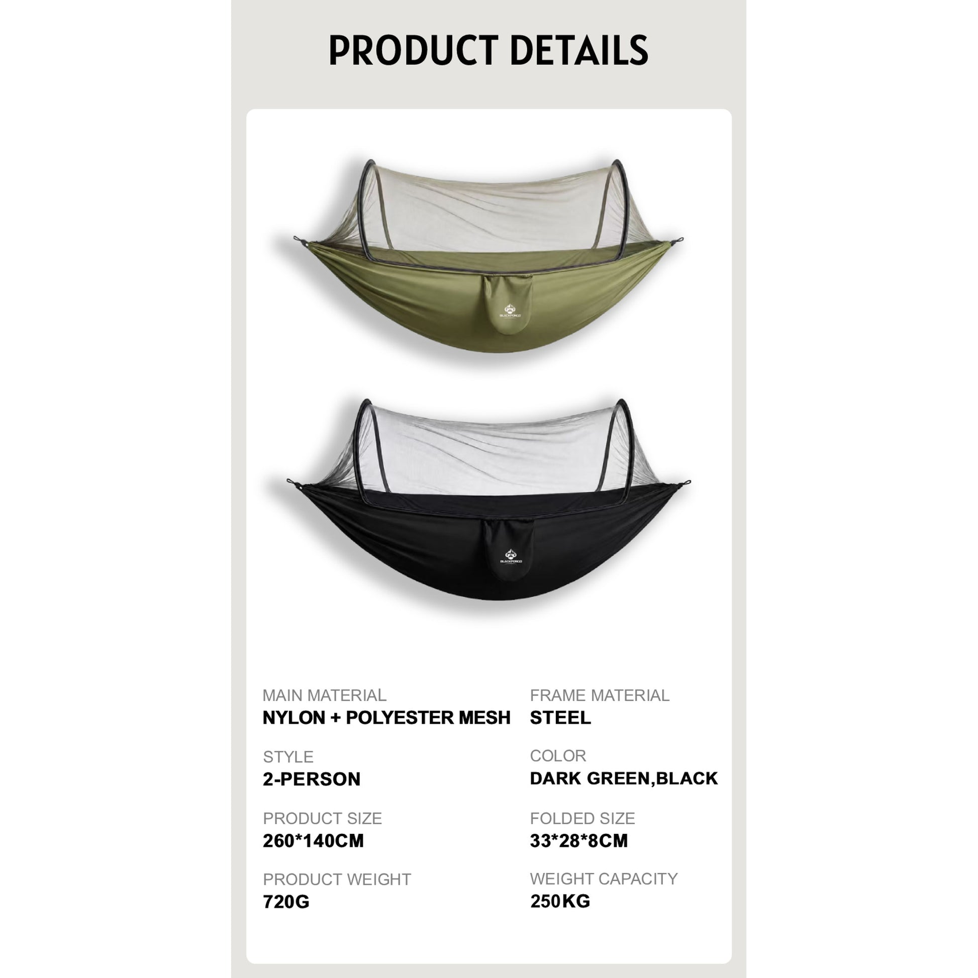 BLACKPONGO WanderNest 2-Person Hammock with Mosquito Net - outdoor use detail