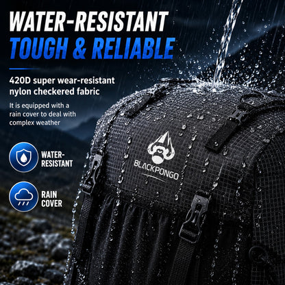 Water beading on BLACKPONGO AlpineX 420D water-resistant nylon fabric