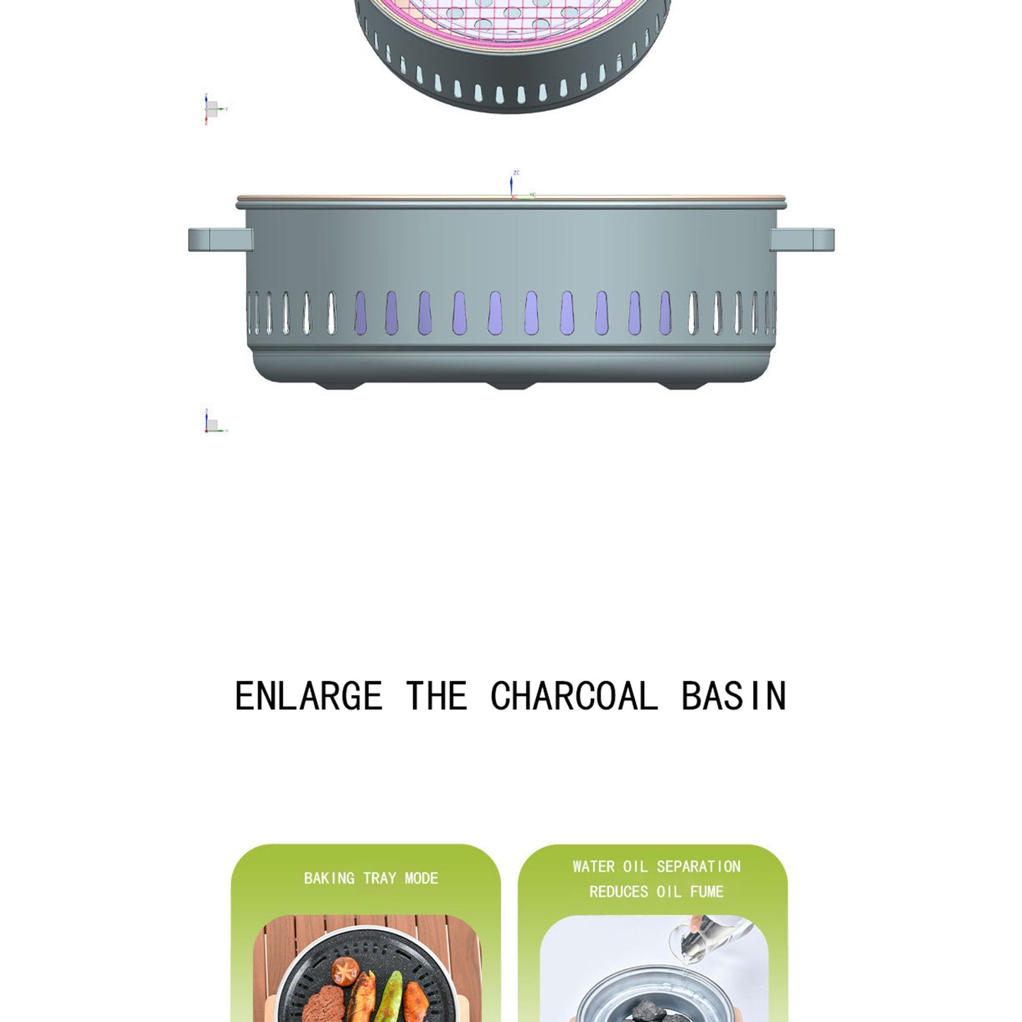 BLACKPONGO FeatherSear Portable Tabletop Charcoal Grill Deluxe - outdoor use detail