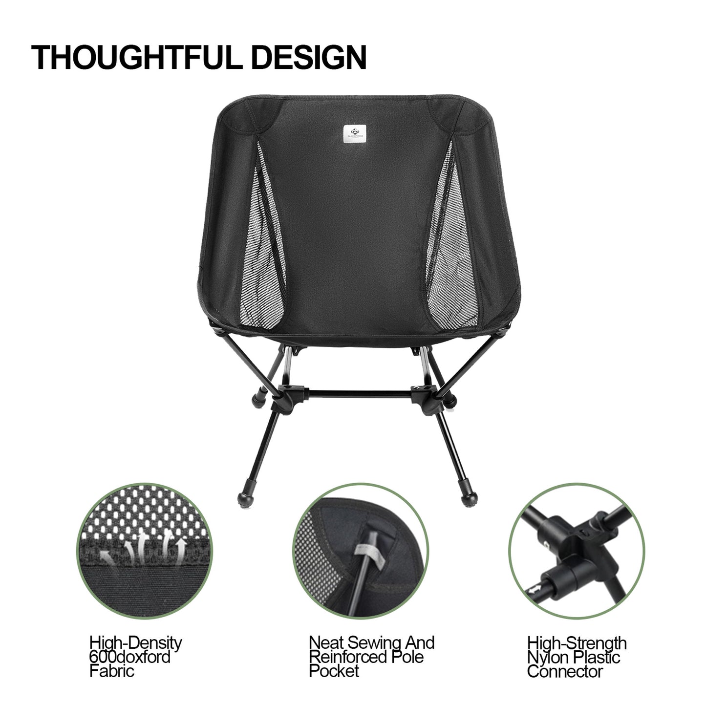BLACKPONGO Lune Ultralight Moon Camping Chair - outdoor use detail