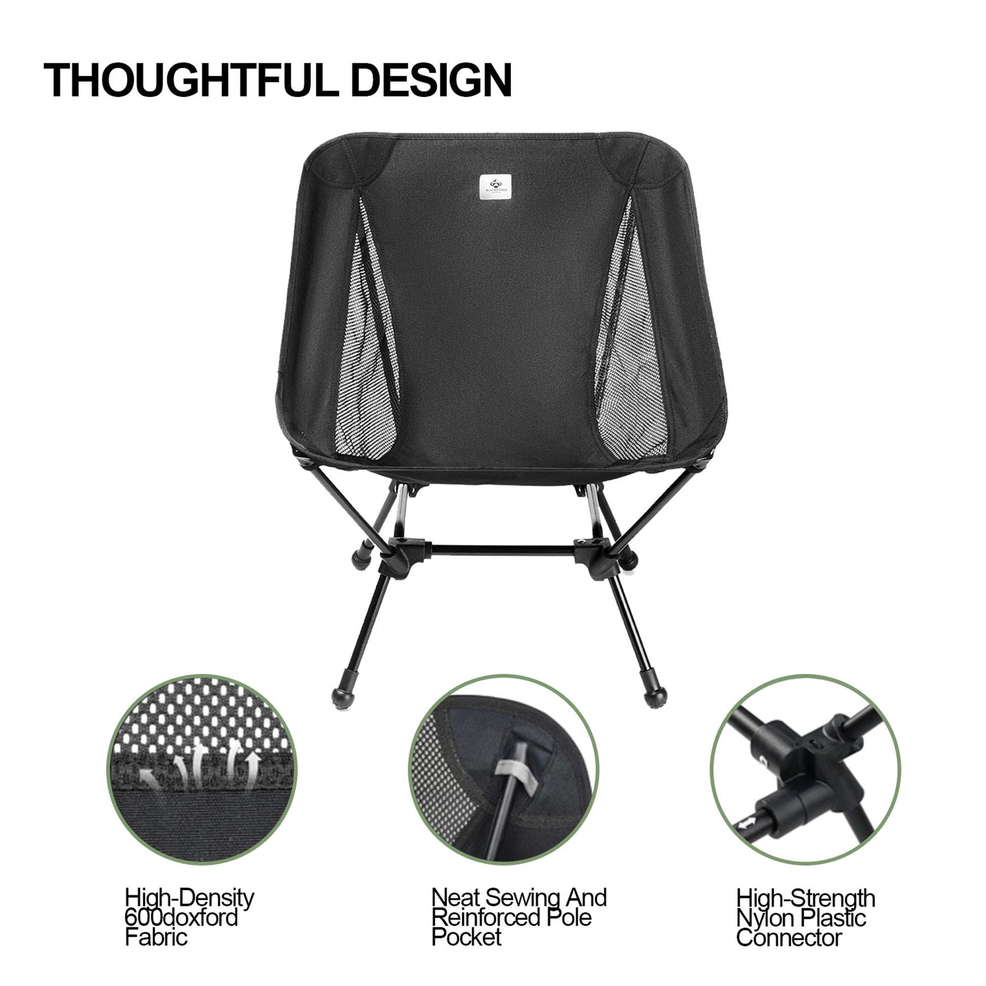 BLACKPONGO Lune Ultralight Moon Camping Chair - outdoor use detail