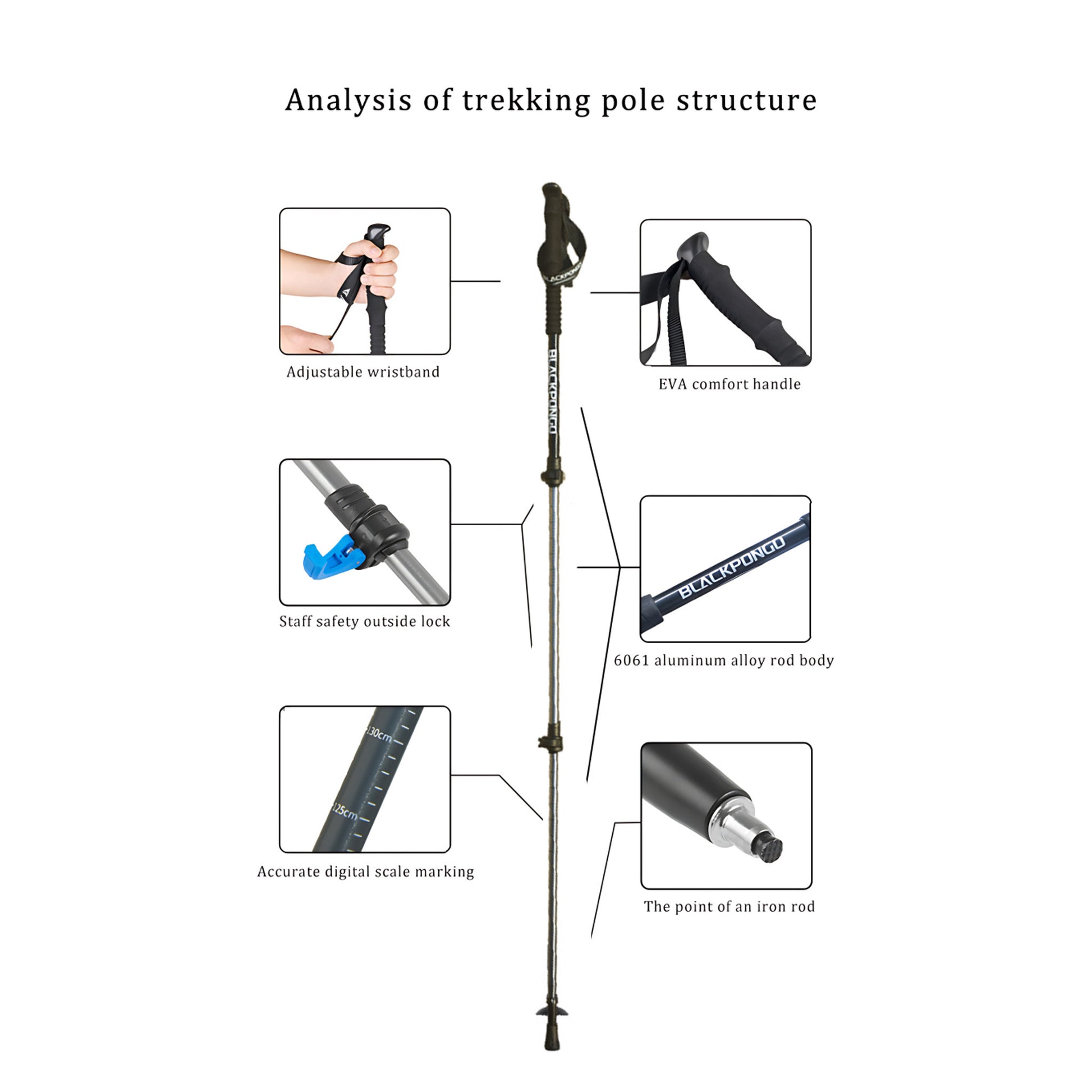 BLACKPONGO PeakProp ST01 Telescopic Trekking Pole - outdoor use detail