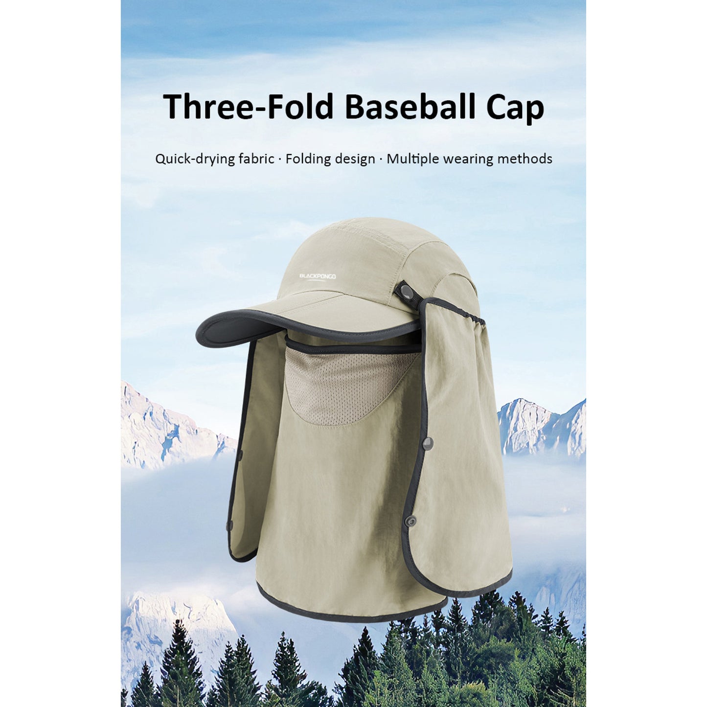 BLACKPONGO SunVeil UPF50+ Cap with Detachable Face Cover - outdoor use detail