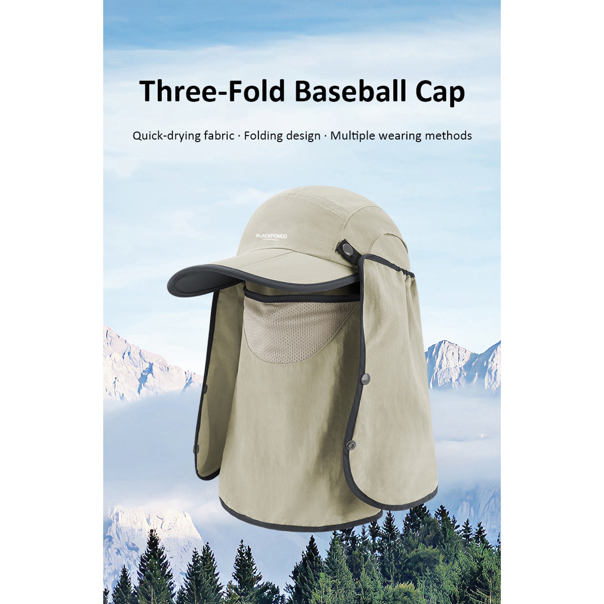 BLACKPONGO SunVeil UPF50+ Cap with Detachable Face Cover - outdoor use detail