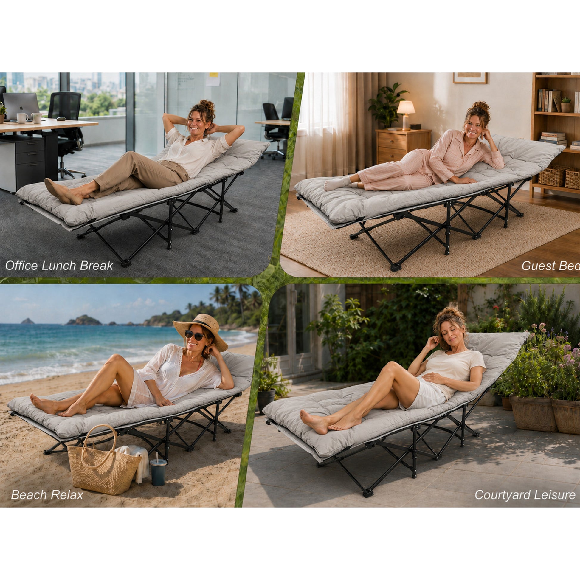 BLACKPONGO Terravoy 10-Leg Folding Camping Cot with Pad - outdoor use detail