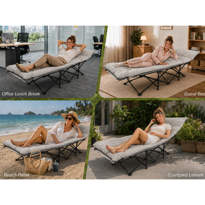 BLACKPONGO Terravoy 10-Leg Folding Camping Cot with Pad - outdoor use detail