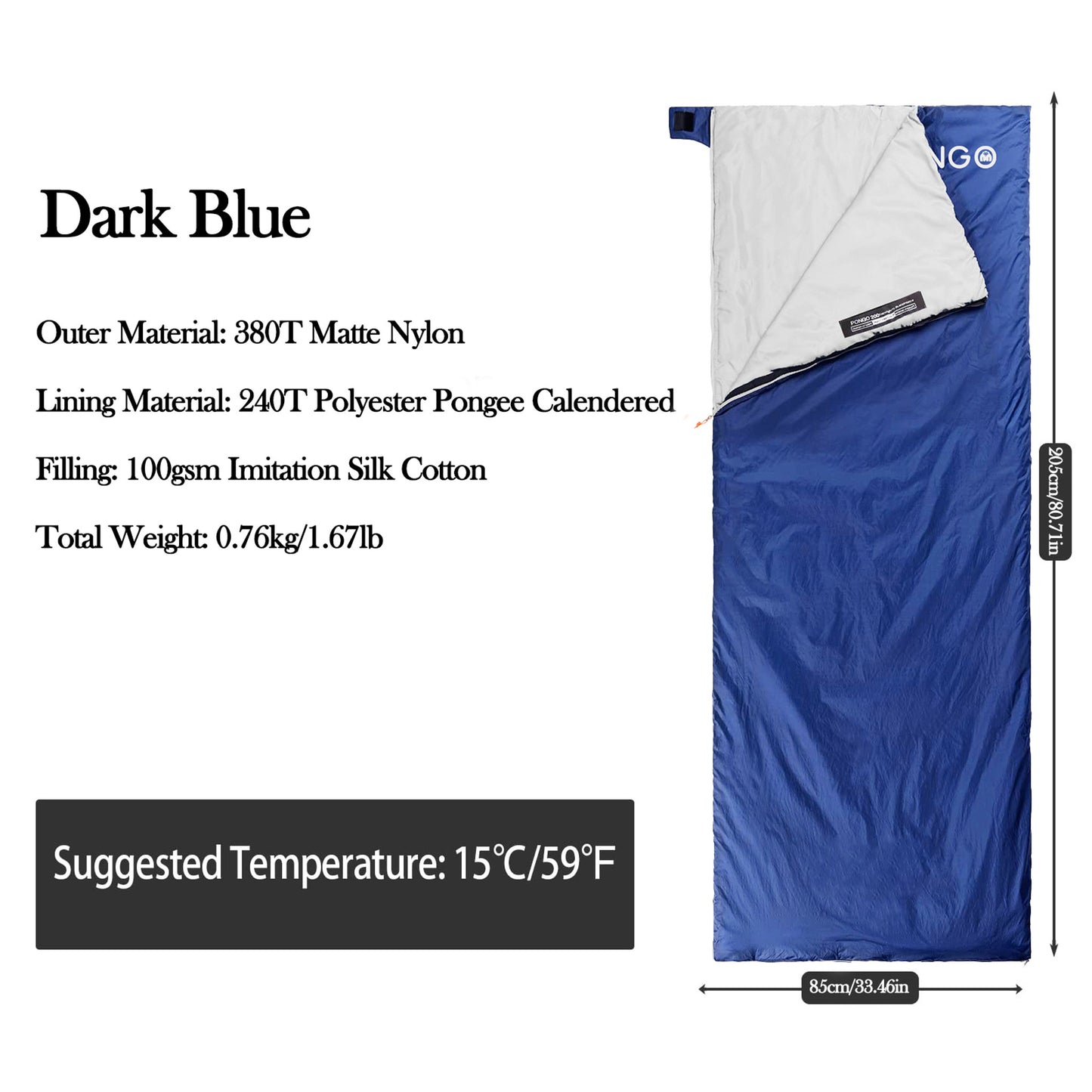 BLACKPONGO ZipNest LW200 Ultralight Envelope Sleeping Bag - outdoor use detail
