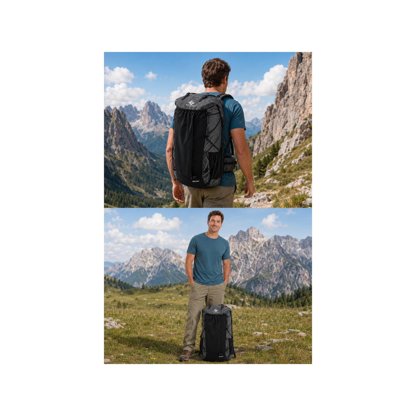 BLACKPONGO AlpineX hiking backpack on a scenic mountain trail