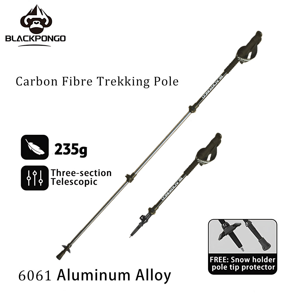 Blackpongo ST01 Trekking Pole 3-Section Telescopic Folding Pole Aluminum Alloy Hiking Climbing Outdoor Walking Stick 1 Stick