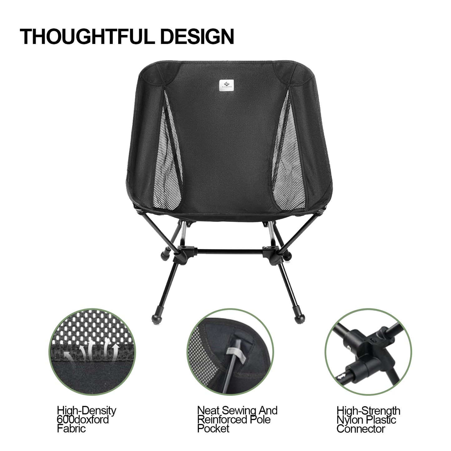 Blackpongo outdoor folding chair aluminum alloy ultra-light portable fishing chair back stool camping moon chair load-bearing 150 kg