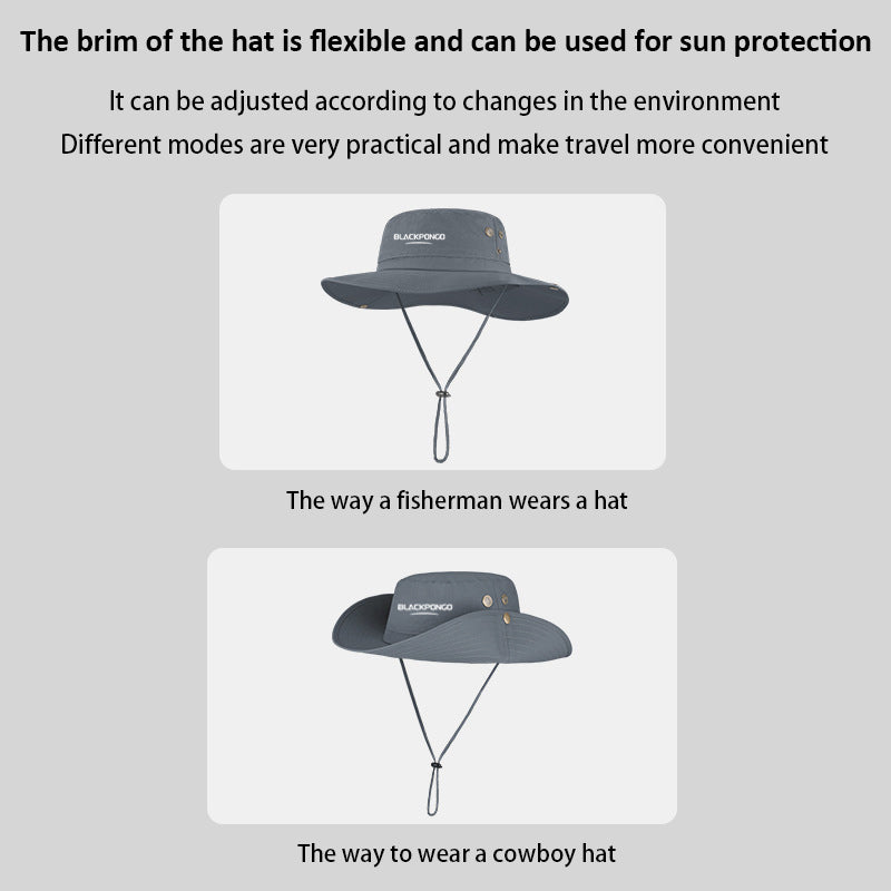 Blackpongo Summer sun protection UPF50+ fisherman hat outdoor fishing sun hat large brim sun hat head circumference 58-66cm