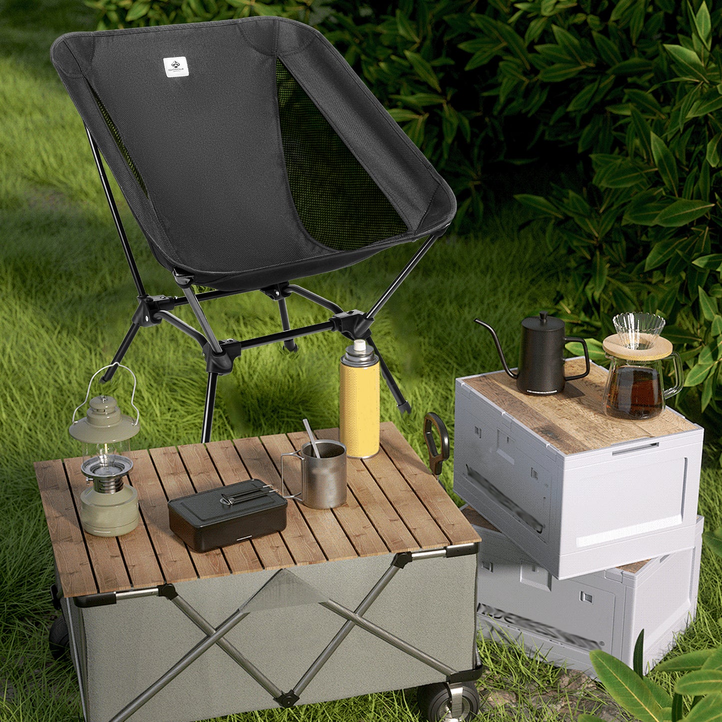 Blackpongo outdoor folding chair aluminum alloy ultra-light portable fishing chair back stool camping moon chair load-bearing 150 kg