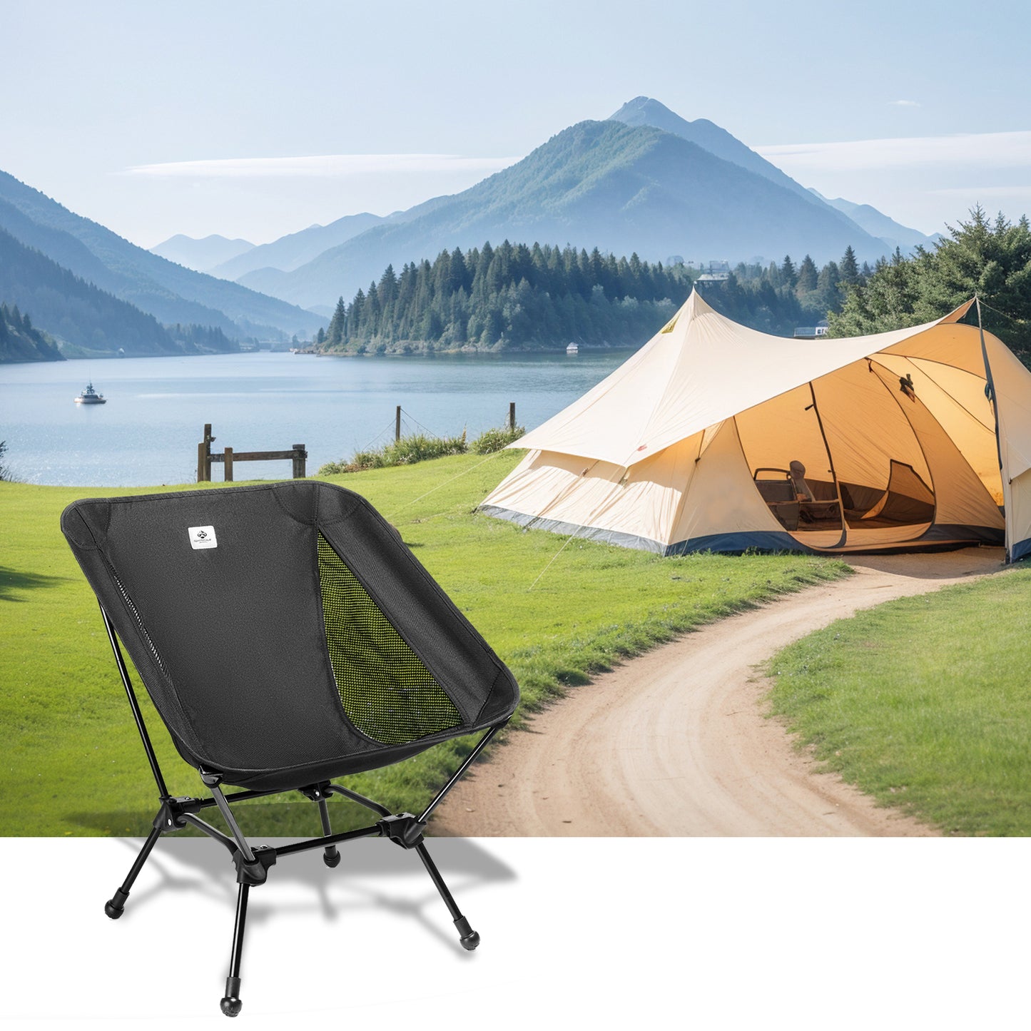 Blackpongo outdoor folding chair aluminum alloy ultra-light portable fishing chair back stool camping moon chair load-bearing 150 kg