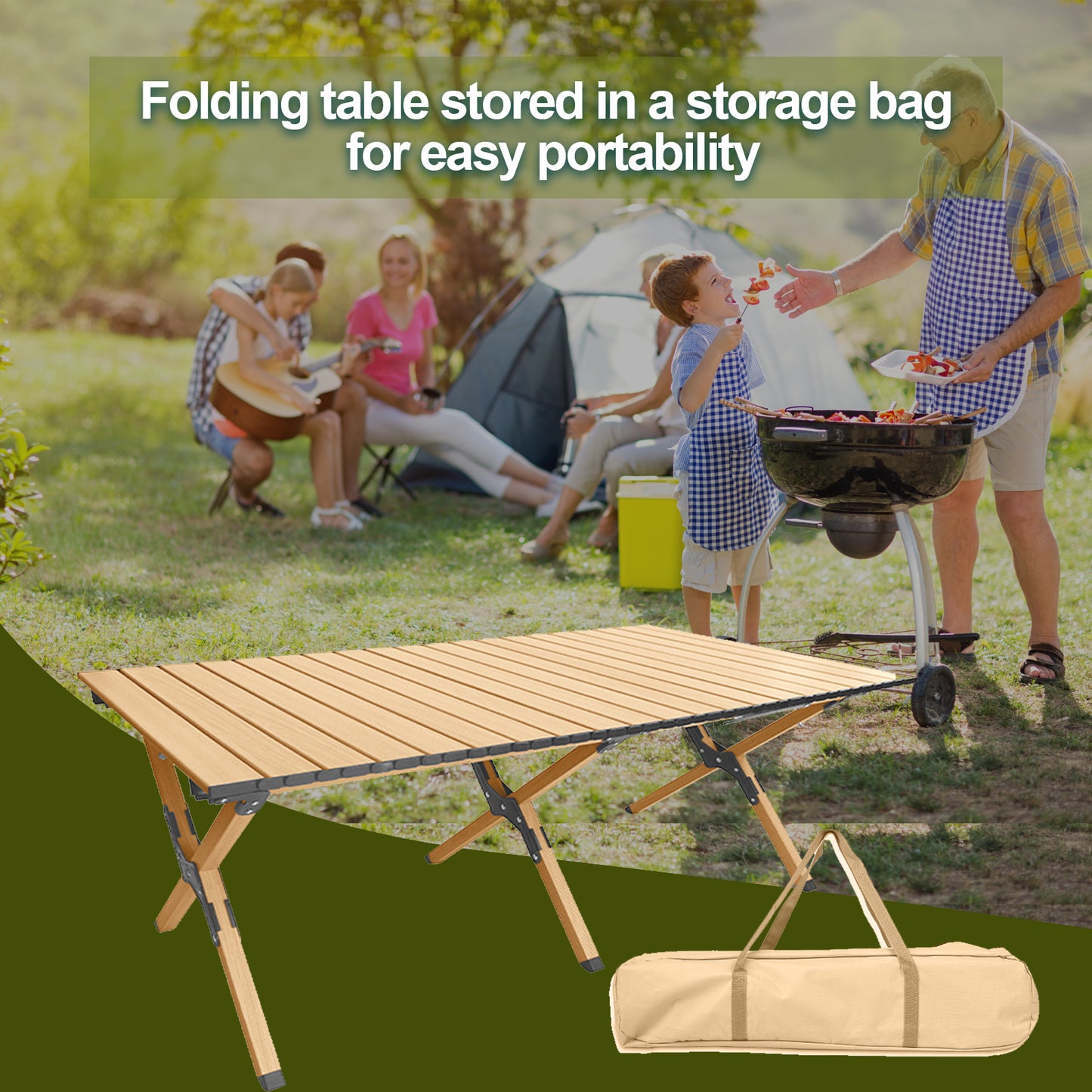 Blackpongo Outdoor Camping Folding Table Portable Egg Roll Table Camping Table Stall Folding Table