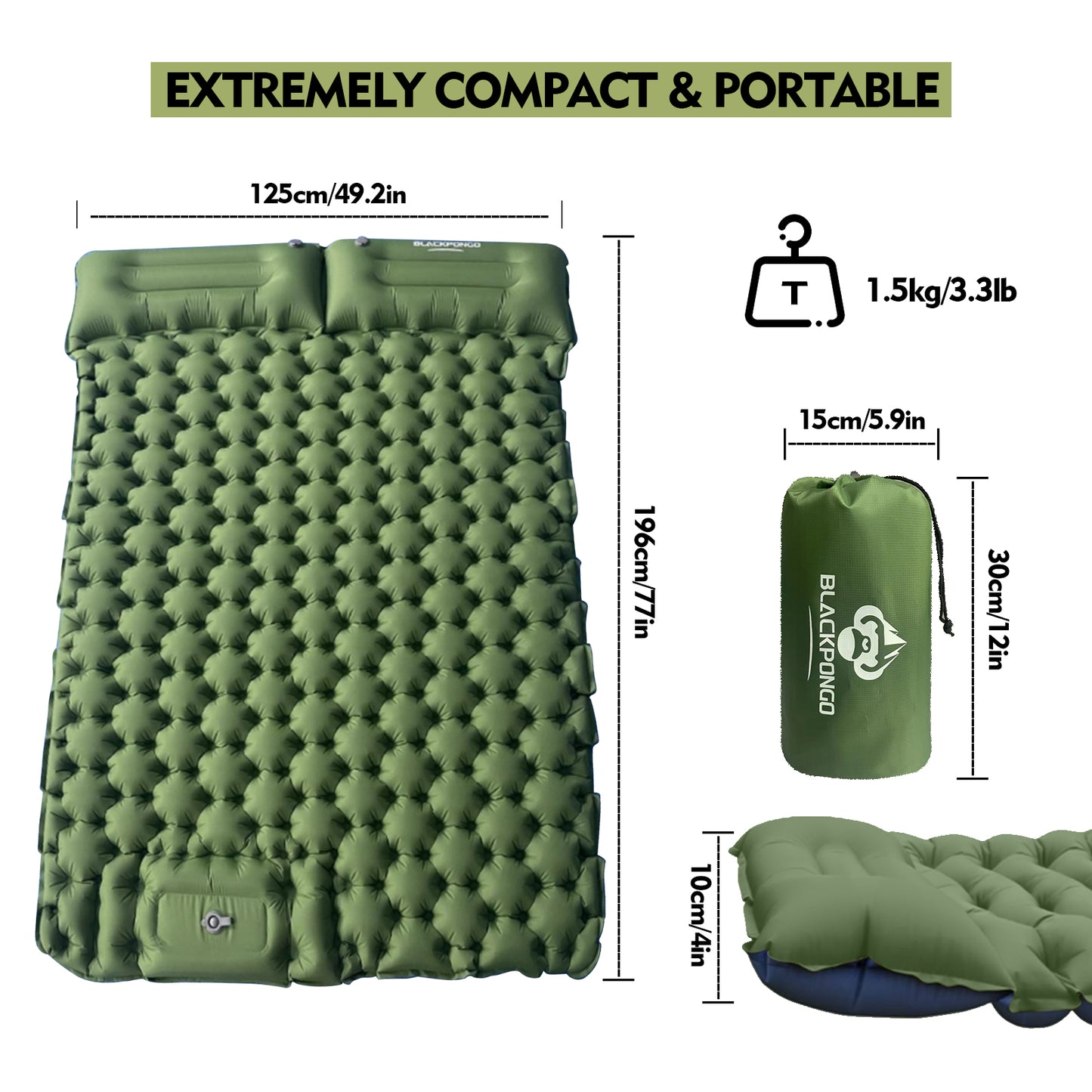 Blackpongo Nylon TPU inflatable cushion ultra-light portable durable waterproof tear-resistant spliced sleeping pads