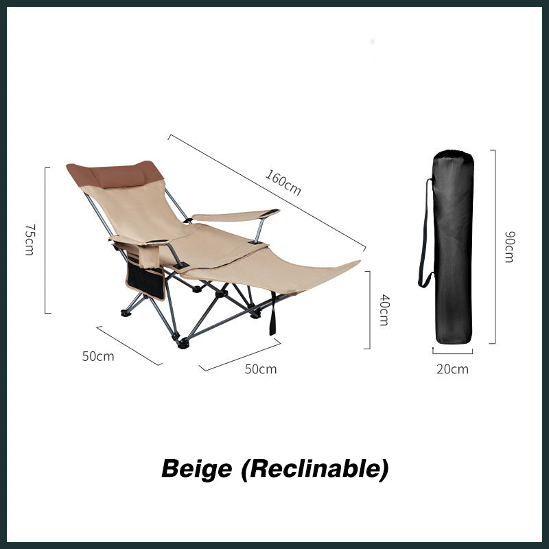 Blackpongo Outdoor Camping Folding Chair Nap Camping Portable Footrest Chair Sitting And Lying Reclining Chair